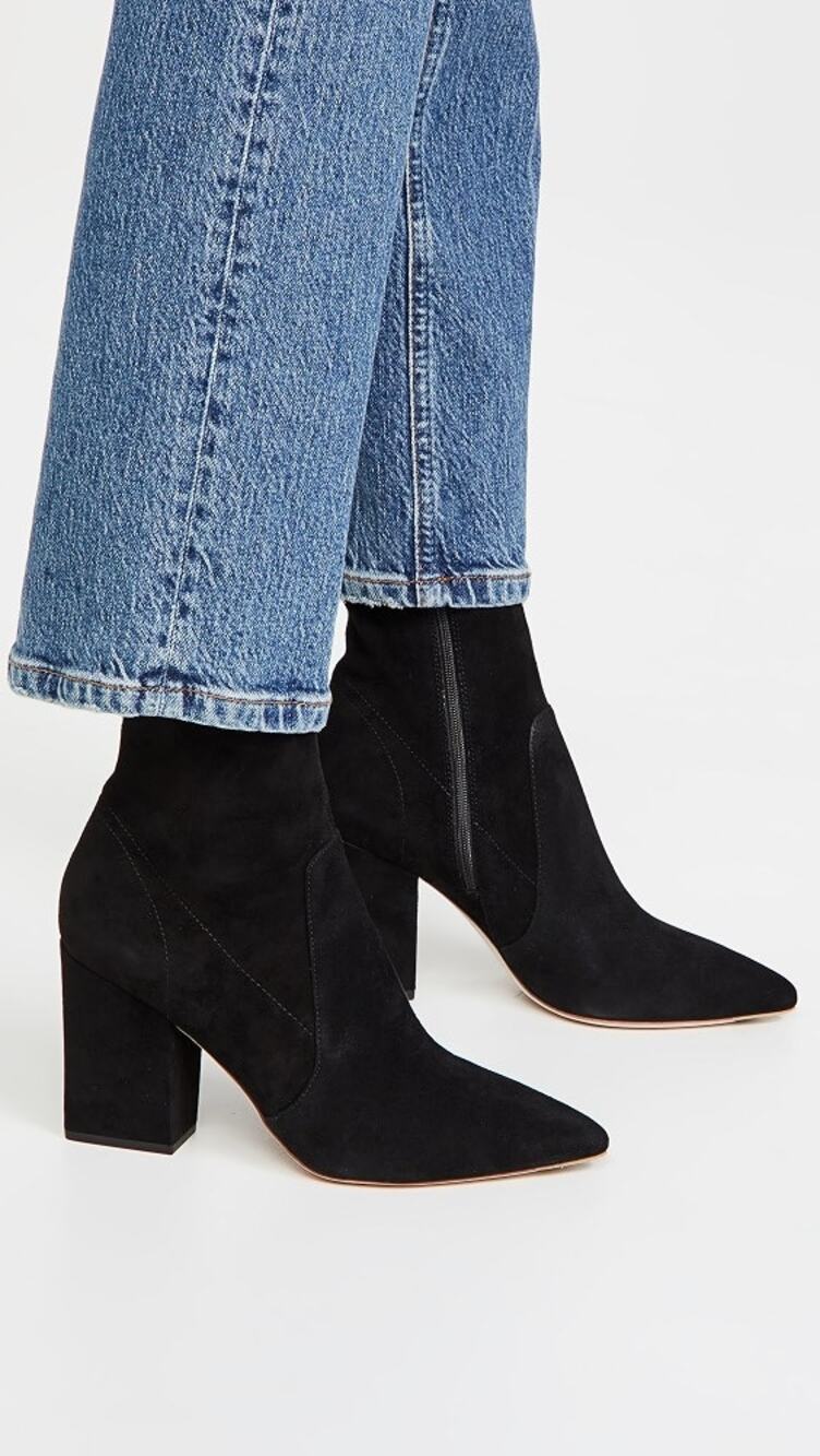 Loeffler Randall Isla Slim Ankle Bootie Black Suede Size 8.5